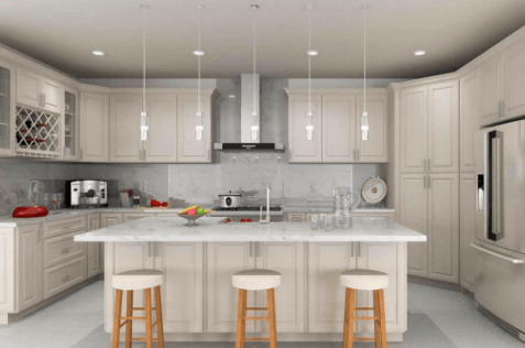 Taupe kitchen cabinets